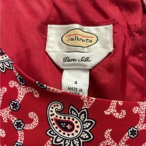 Talbots Vibrant Red Paisley Silk MIDI Faux Wrap Dress